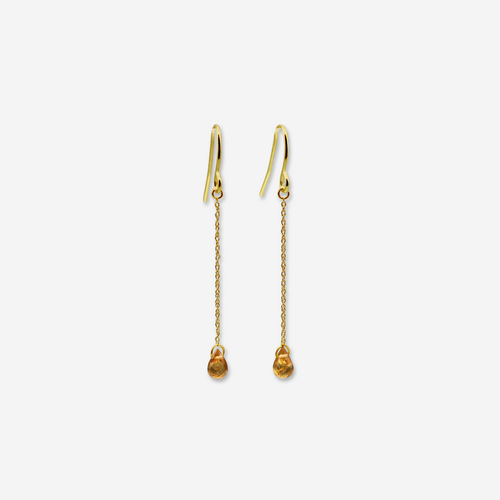 Spessartite Garnet Drop Earrings | 14K Gold-0