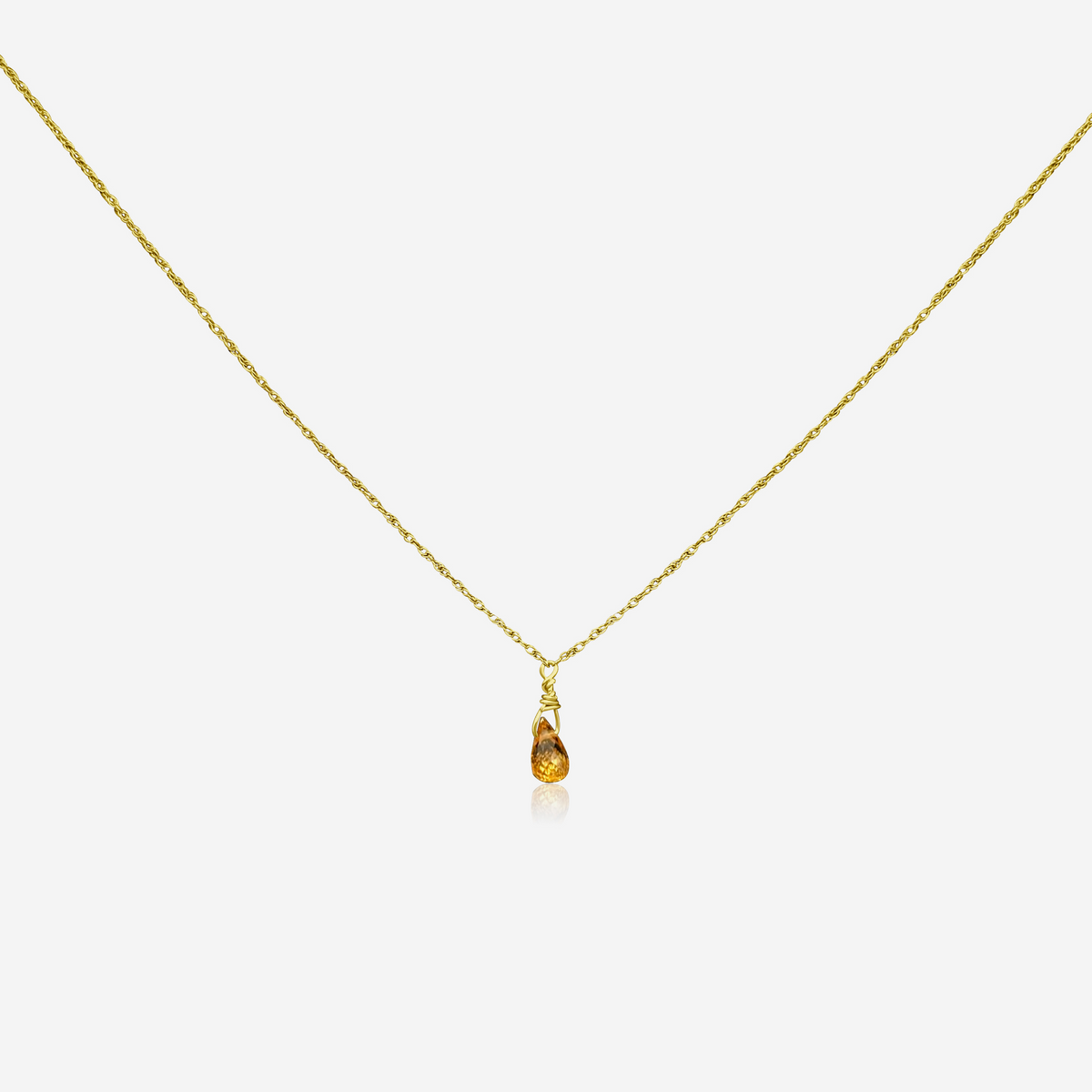 Spessartite Garnet Drop Necklace | 14K Gold-0