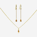 Spessartite Garnet Jewelry Set | Earrings & Necklace | 14K Gold-0