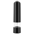 Black automatic electric spice grinder and pepper mill with LED light and one-touch button