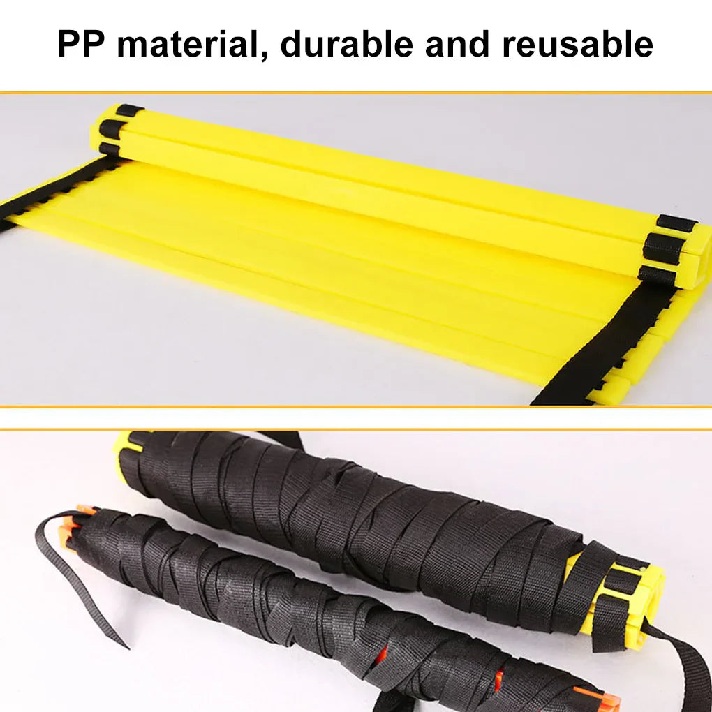 Yellow sports agility ladder with nylon rope and storage bag for athletic speed training — view 4
