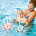 Plastic spray water octopus bath toy with colorful LED lights for toddlers in the tub