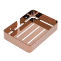 Square stainless steel wall mounted soap dish in matte rose gold finish for modern bathrooms