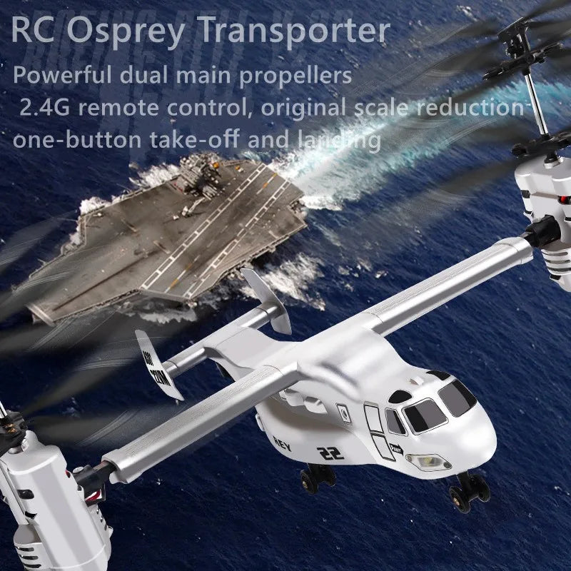 Stabilized 2.4GHz Osprey RC Helicopter with dual blades, remote controller, and bright LED flight lights — view 4