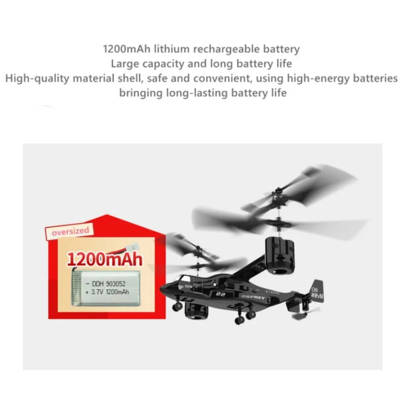 Stabilized 2.4GHz Osprey RC Helicopter with dual blades, remote controller, and bright LED flight lights — view 5