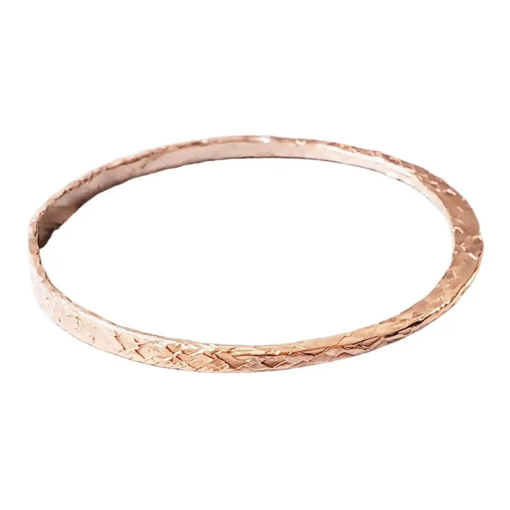 Stackable Copper Hammered Open Double Canted Angle Bangles-0