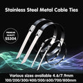 Bundle of marine grade 304 stainless steel cable ties with self locking ball bearing mechanism