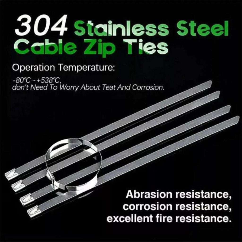 Bundle of marine grade 304 stainless steel cable ties with self locking ball bearing mechanism — view 5