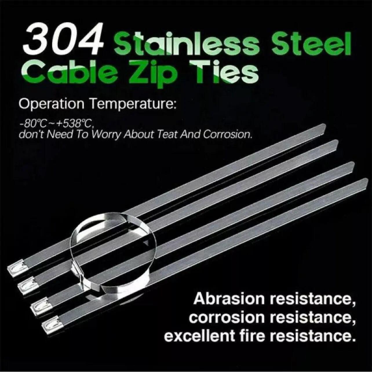 Bundle of marine grade 304 stainless steel cable ties with self locking ball bearing mechanism — view 5