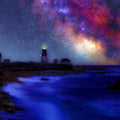 Star Light Narragansett Bay canvas print, coastal lighthouse photography on gallery-wrapped wooden frame