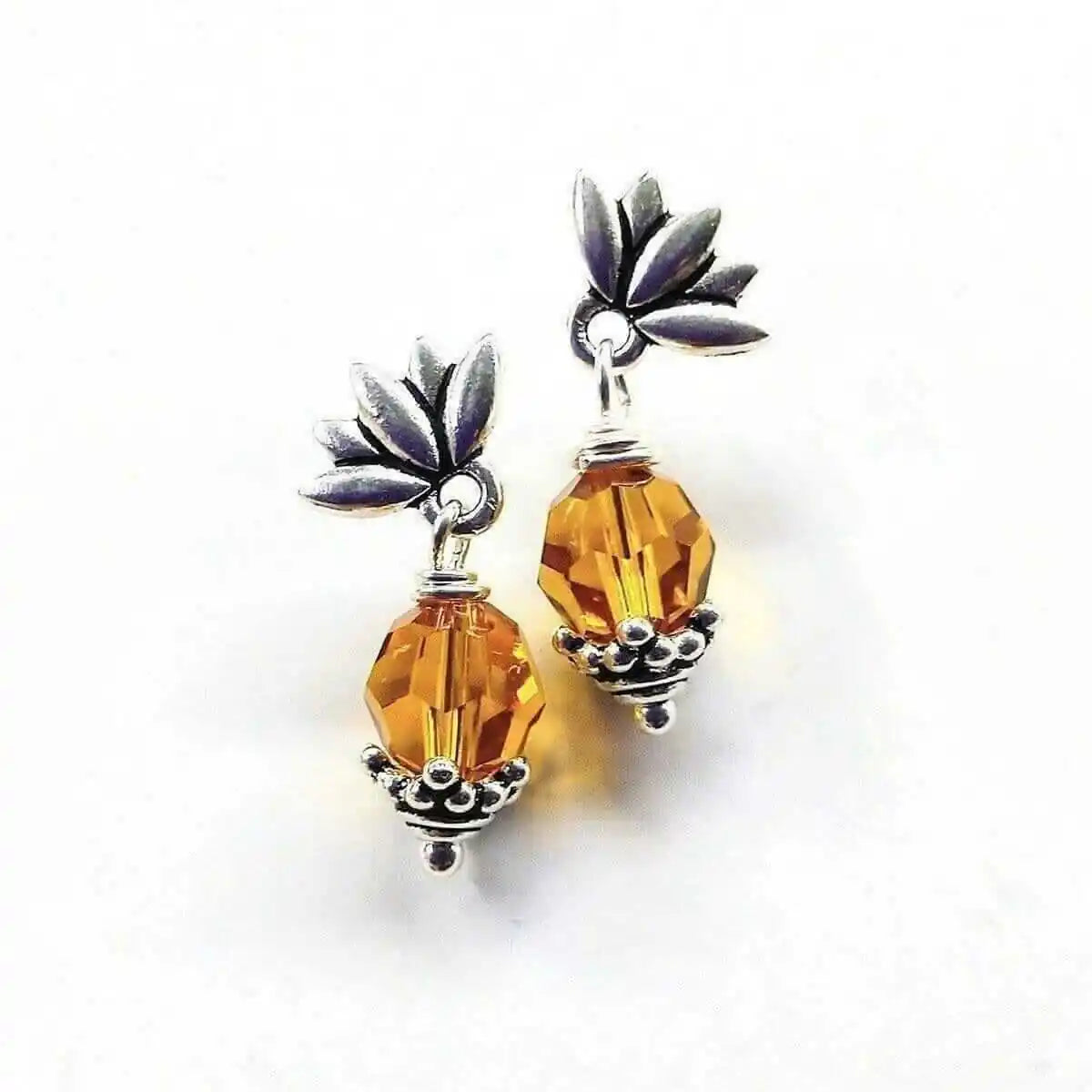 Silver Crystal Pineapple Steel Studded Earrings-0