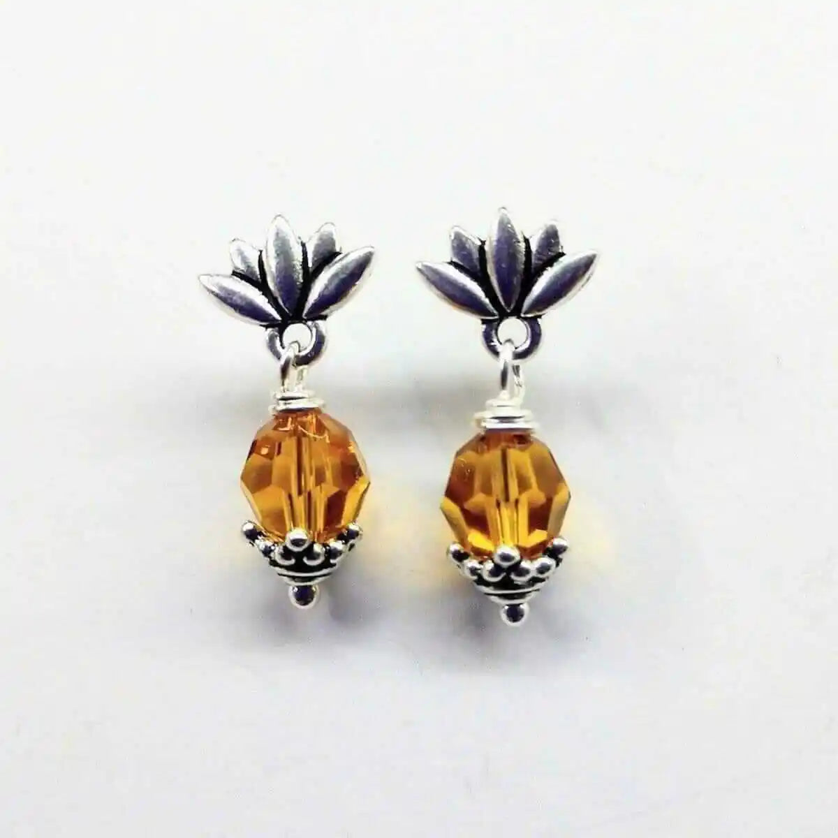 Silver Crystal Pineapple Steel Studded Earrings-1