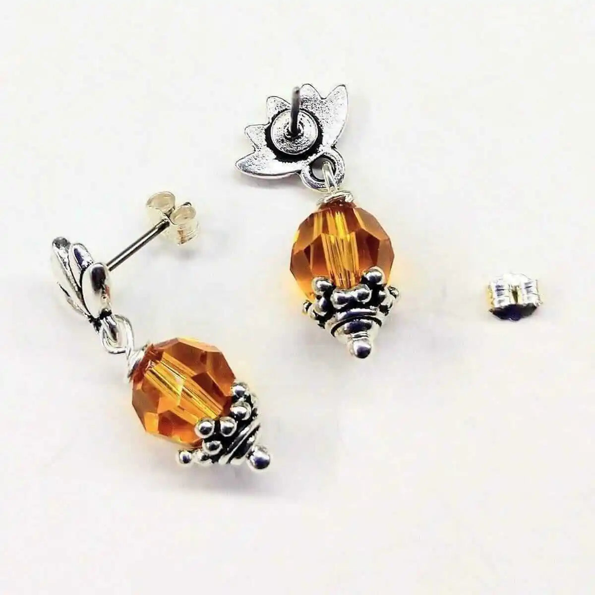 Silver Crystal Pineapple Steel Studded Earrings-3