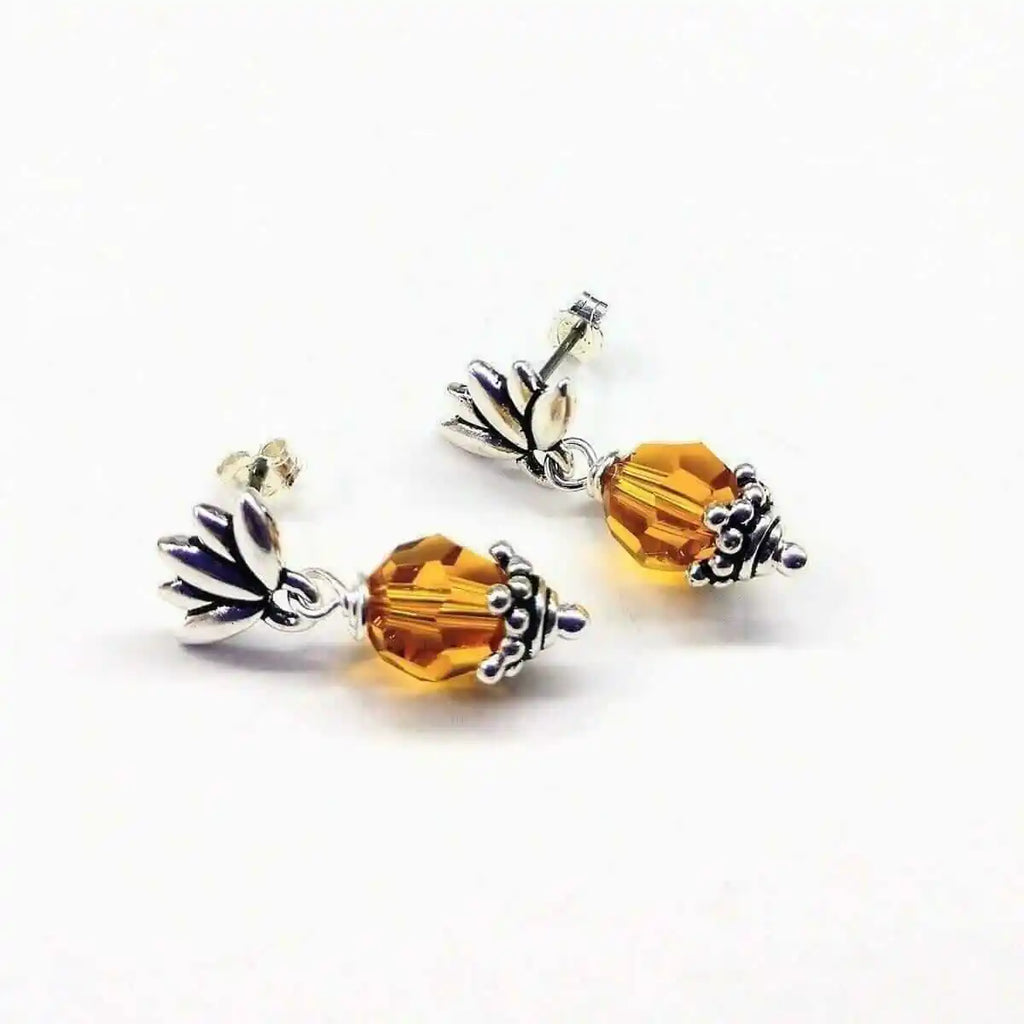 Silver Crystal Pineapple Steel Studded Earrings-4