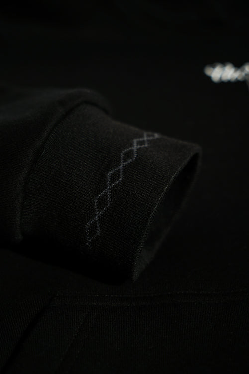 Pullover hoodie featuring customizable removable sticky notes and embroidered loose thread artwork details — view 4