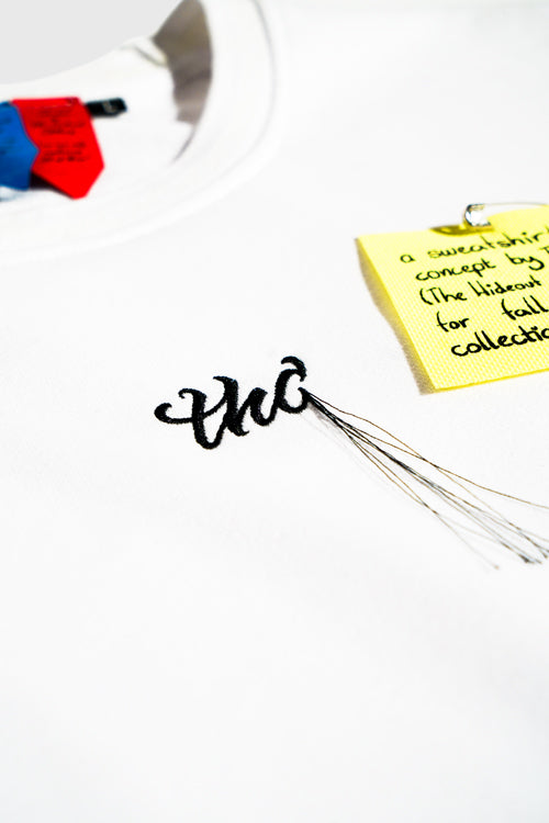 Sticky notes crewneck sweater in poly-cotton blend with custom embroidered artwork and removable details. — view 4