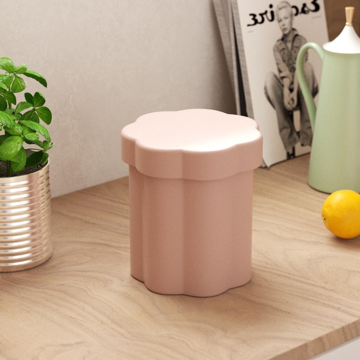 Floral column storage jar silicone mold for concrete casting, featuring intricate architectural and nature-inspired details — view 5