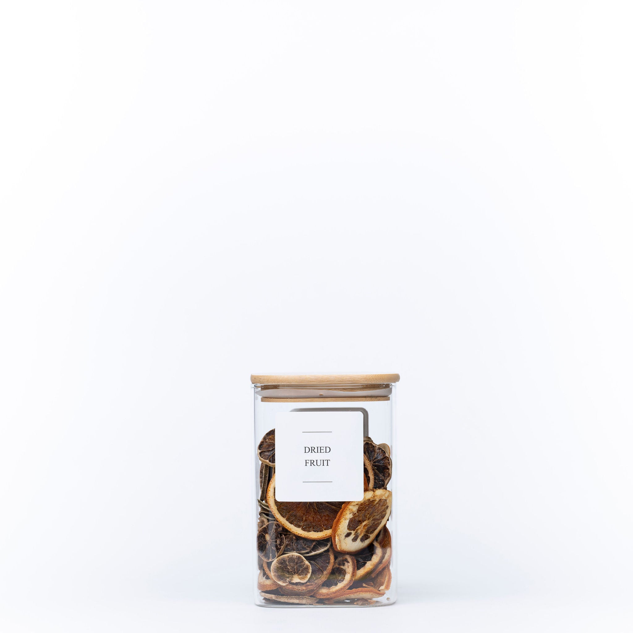 Clear 1100ml square glass jar with an airtight natural bamboo lid for pantry storage — view 4