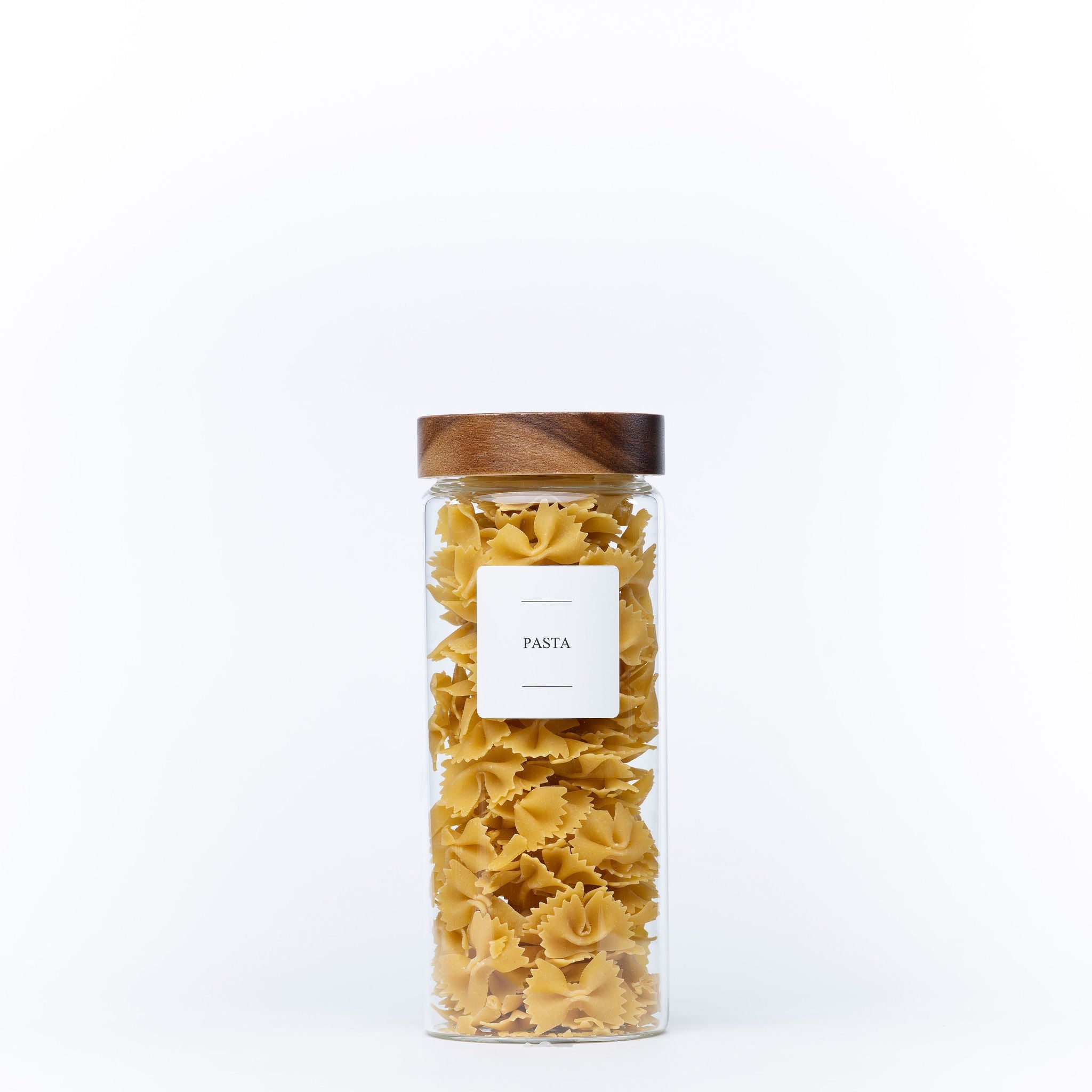 Clear 1750ml borosilicate glass pantry storage jar with a natural acacia wood screw-on lid — view 3