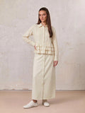 Straight Button Down Maxi Skirt-Cream 27 inch-0