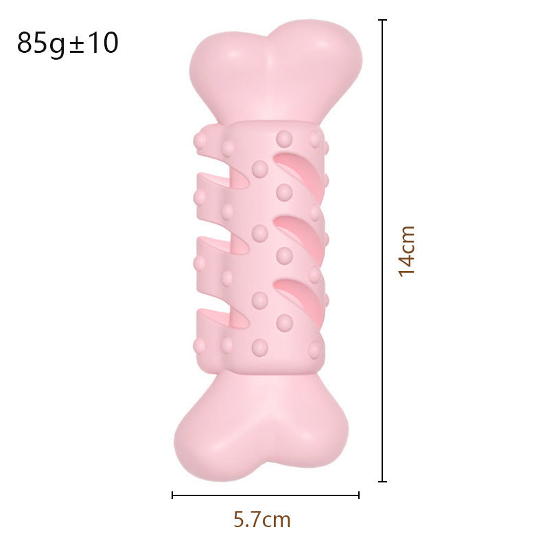 Durable dog teething bone toy in solid color made of flexible TPR for small breeds — view 3