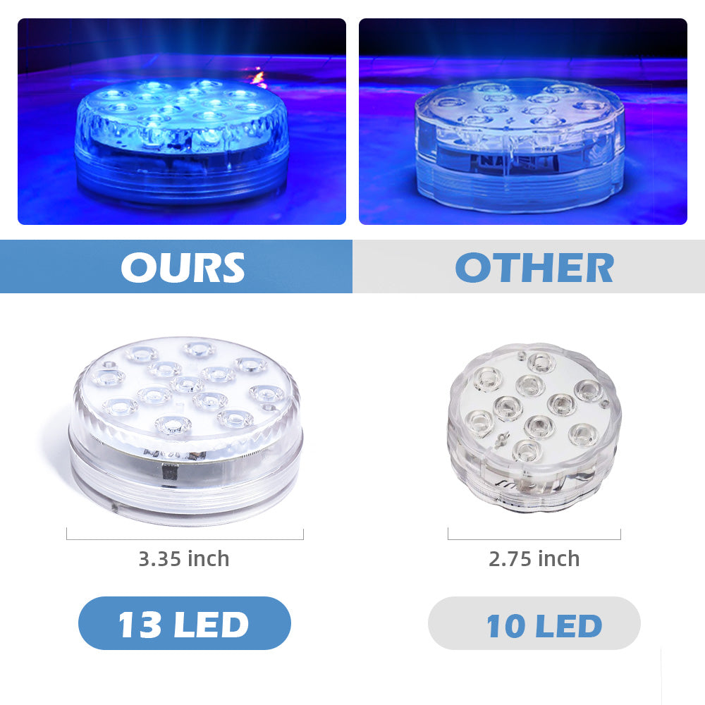 Submersible LED light with color-changing LEDs, remote control, and suction cups for pool and aquarium — view 5