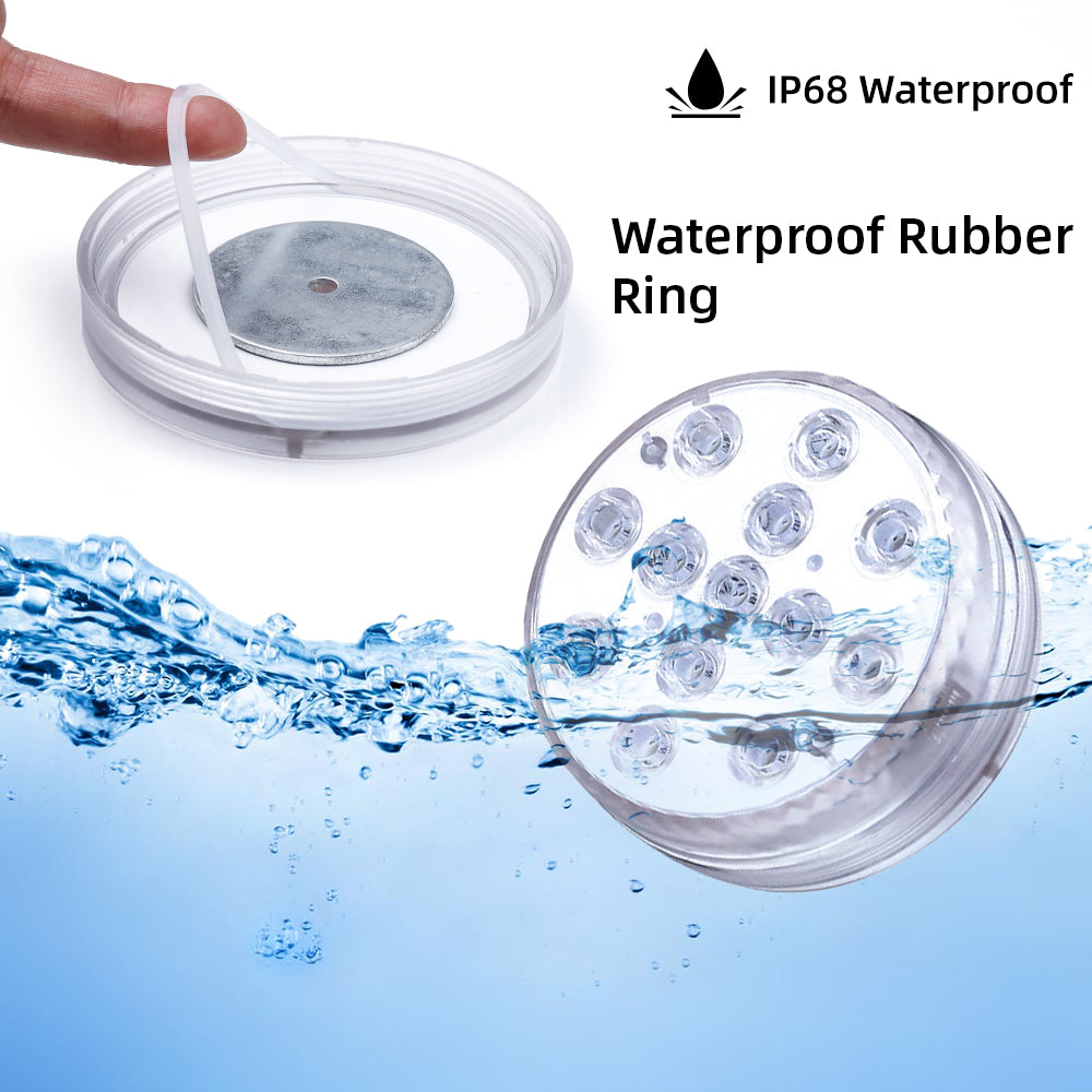 Submersible LED light with color-changing LEDs, remote control, and suction cups for pool and aquarium — view 4