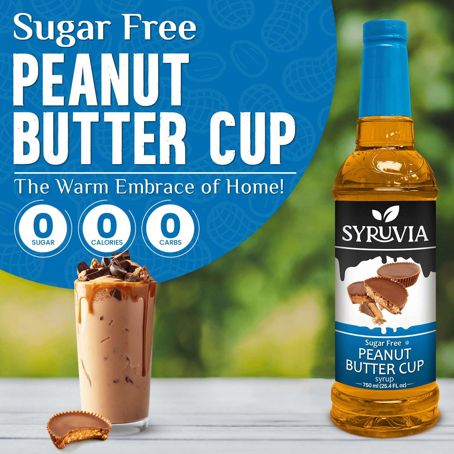 Sugar-free peanut butter cup coffee syrup bottle with rich chocolate and nut flavors — view 2