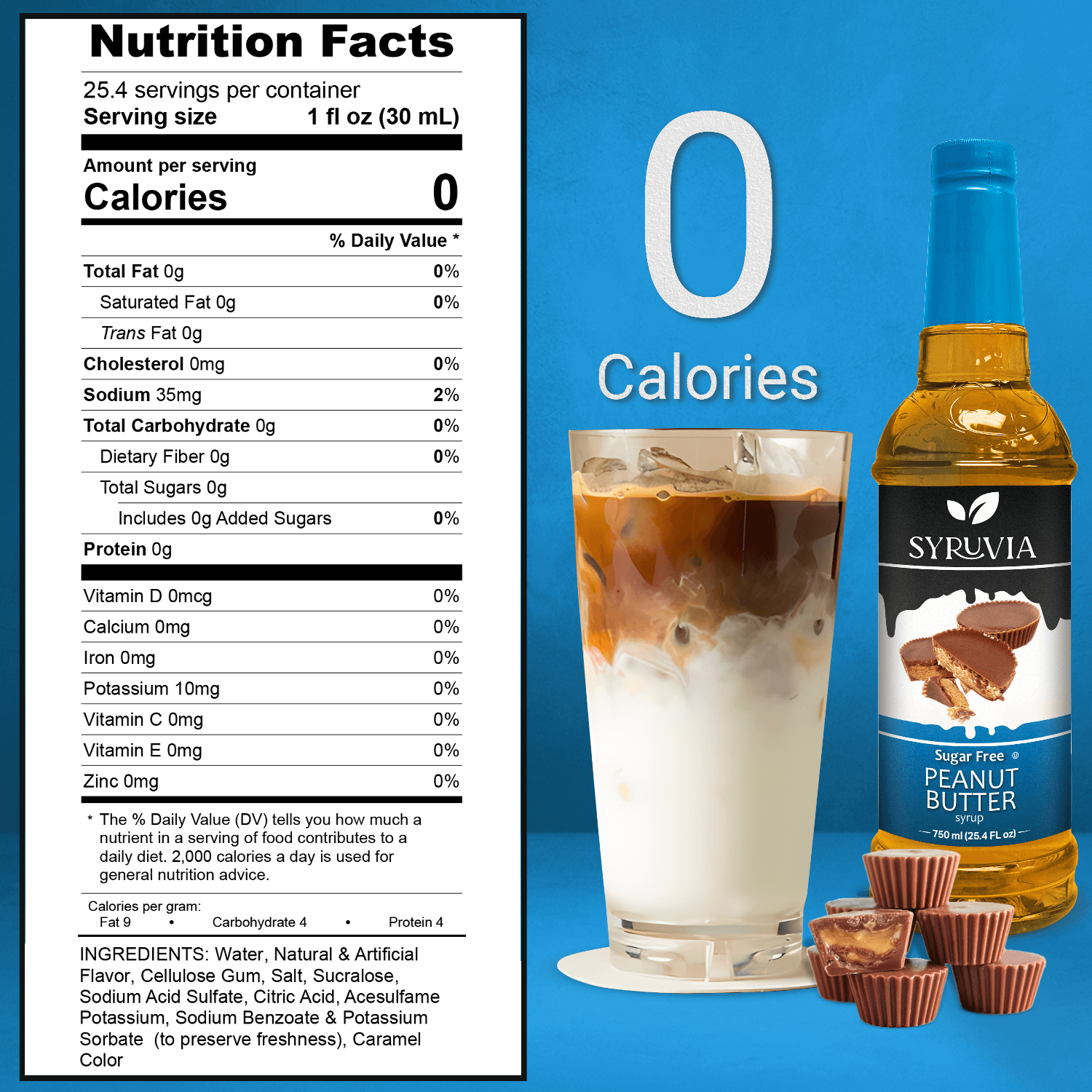 Sugar-free peanut butter cup coffee syrup bottle with rich chocolate and nut flavors — view 3