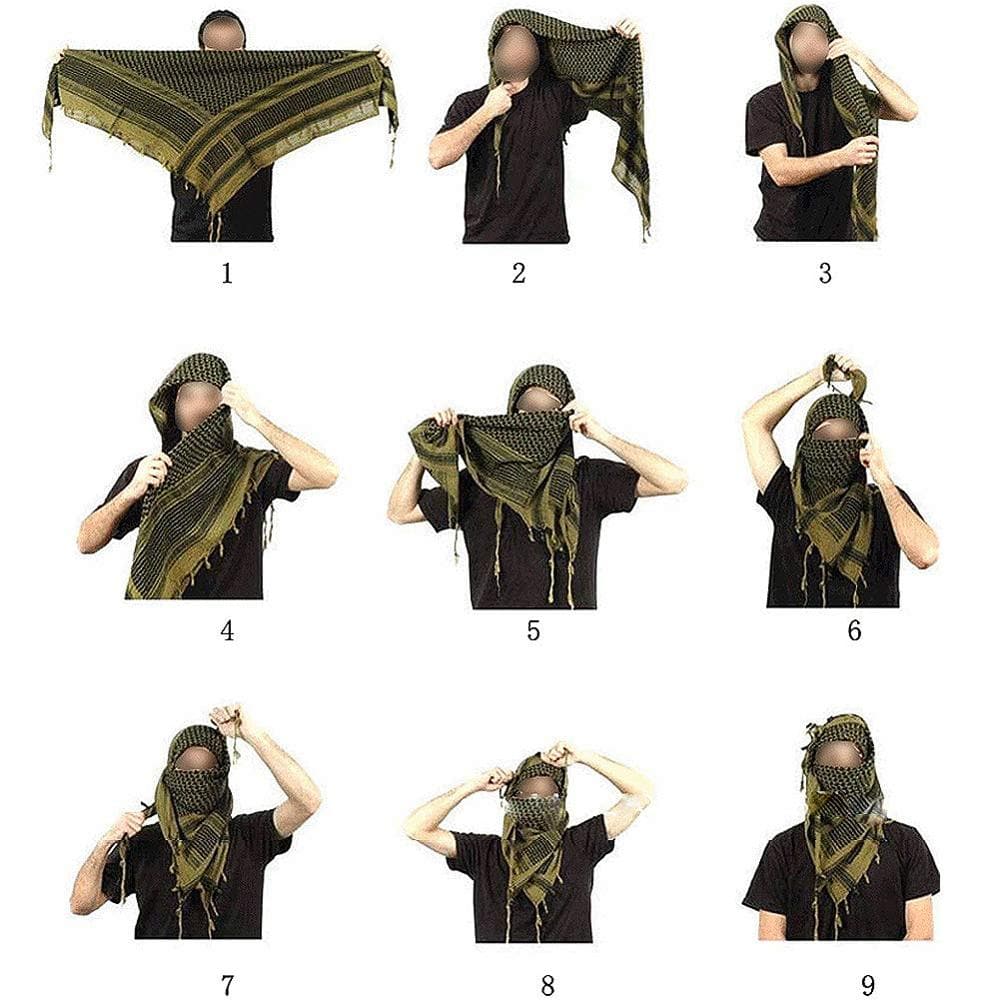 100 percent cotton tactical Keffiyeh neck scarf wrap in a versatile square for outdoor protection. — view 2