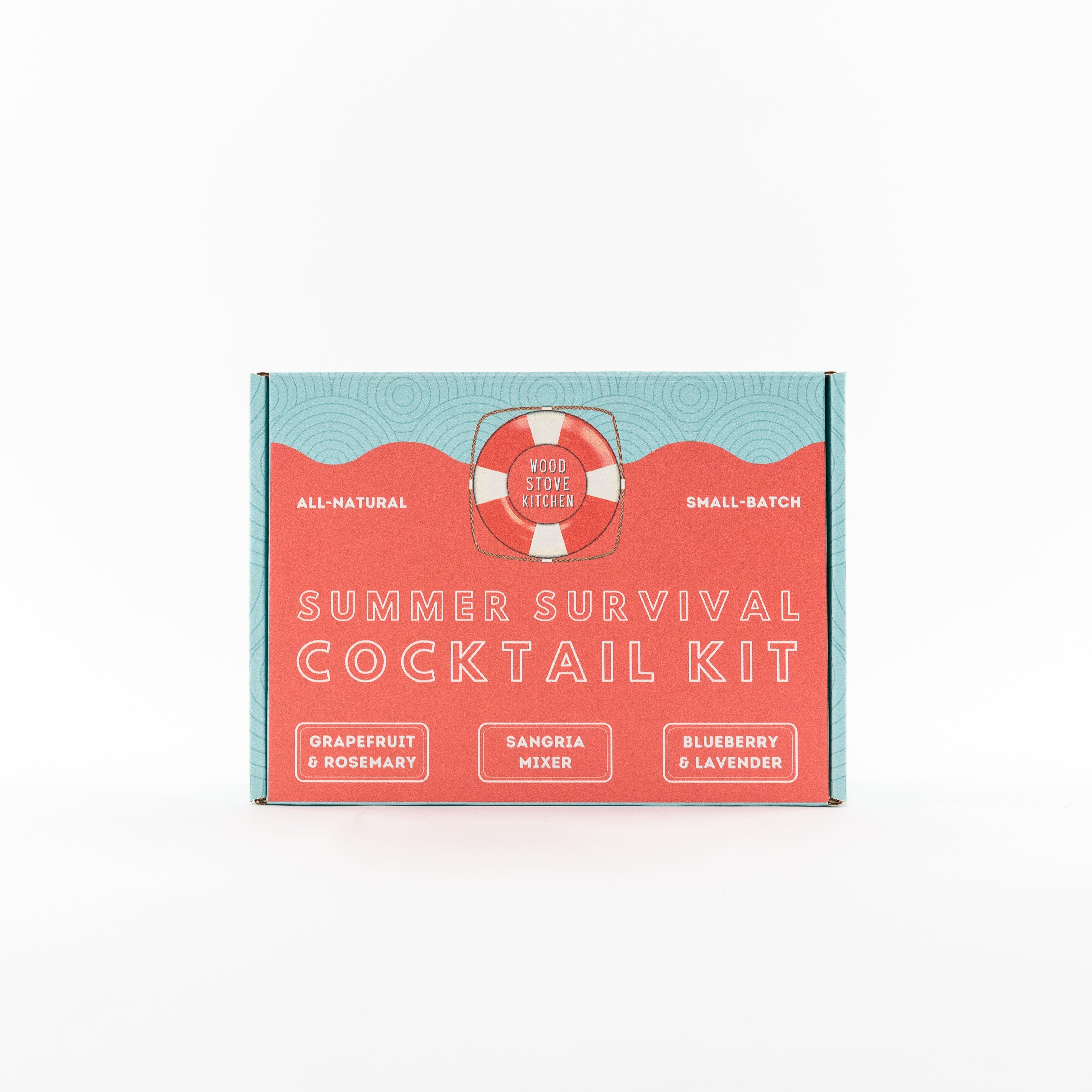 Three bottles of summer cocktail mixers in a gift box featuring sangria and grapefruit flavors — view 2