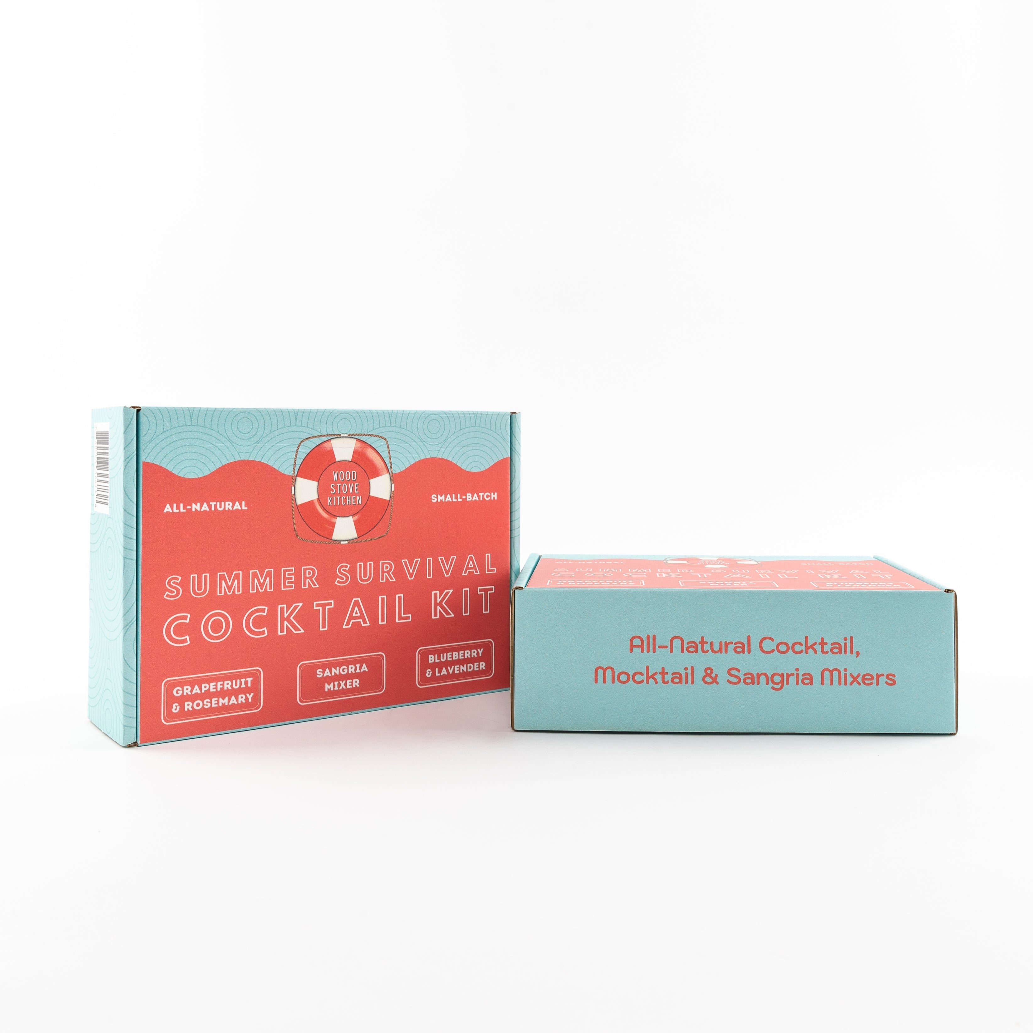 Three bottles of summer cocktail mixers in a gift box featuring sangria and grapefruit flavors — view 4