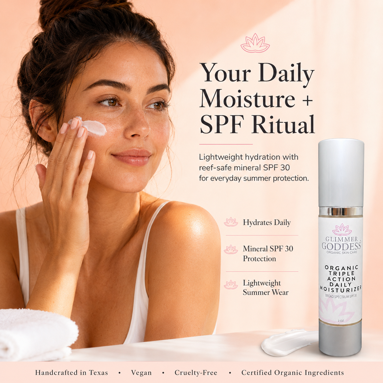 Triple action daily moisturizer in a two ounce jar organic SPF 30 mineral sunscreen cream — view 3