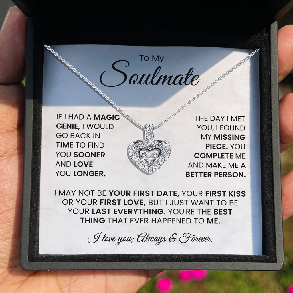 To My Soulmate - I Love You, Forever & Always - Tryndi Floating Heart Necklace-1