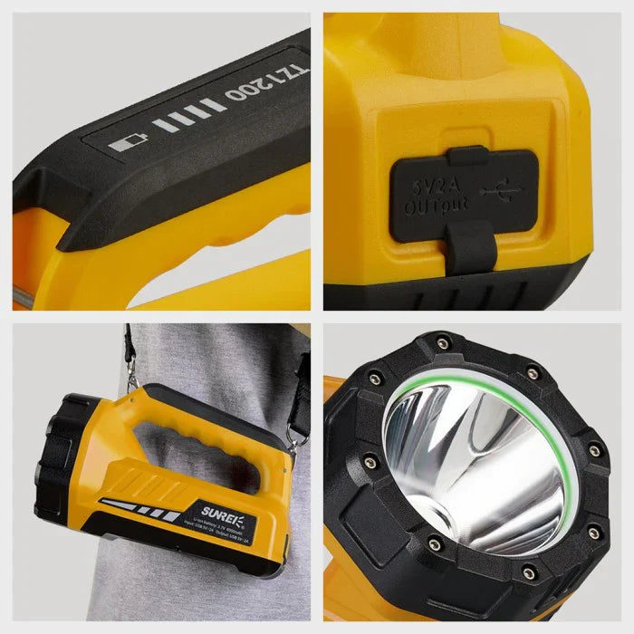 Gray Sunrei TZ1200 outdoor emergency patrol flashlight and portable power bank with bright LED light. — view 3