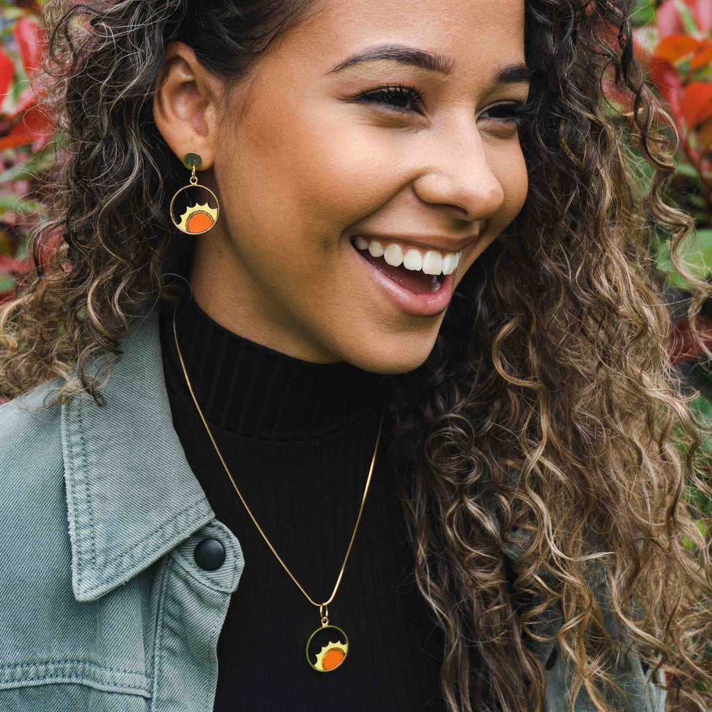 Sunshine Eco-friendly Recycled Wood Gold Earrings-0