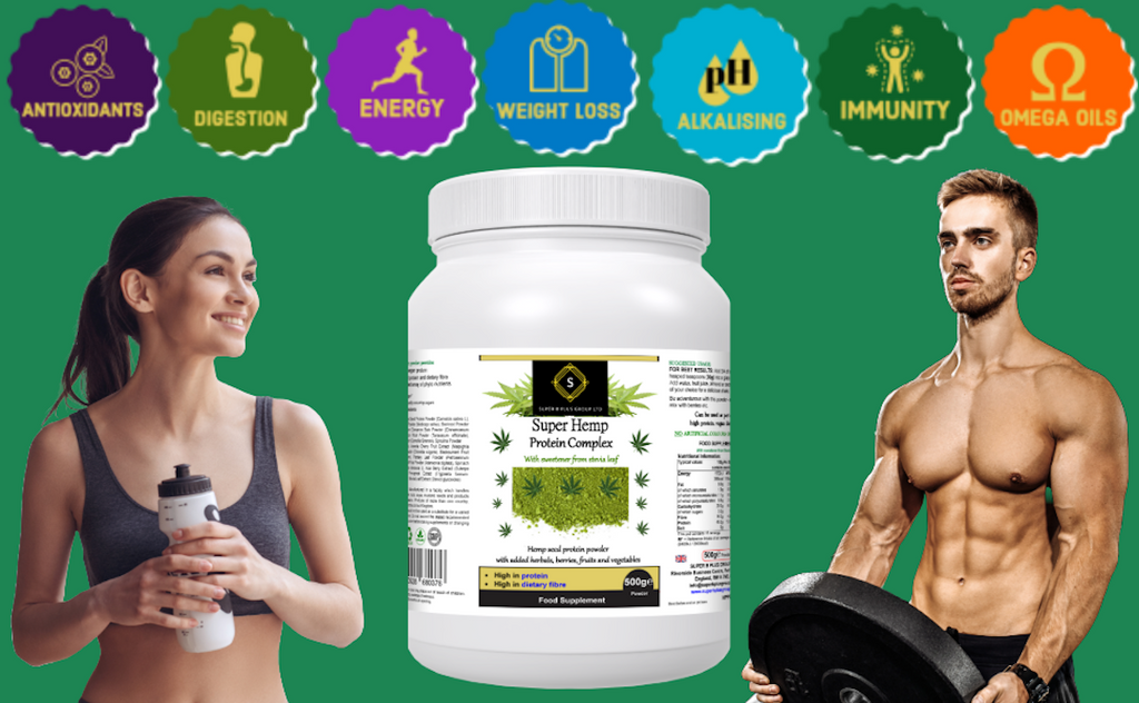 Super Hemp Protein Complex powder with herbal superfood blend in a 500g eco-friendly container — view 5