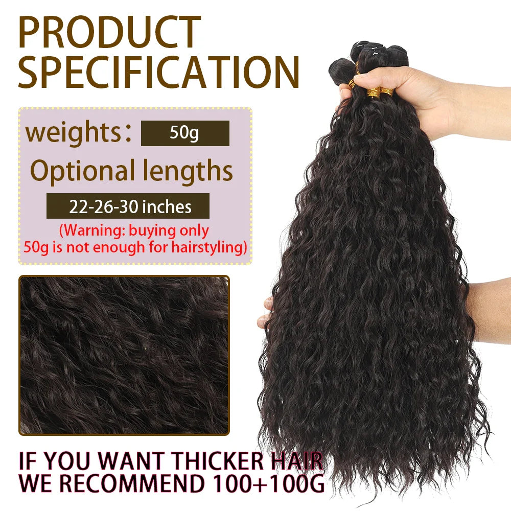 Long curly ombre synthetic hair extensions showing beautiful gradient colors and thick double weft construction — view 2