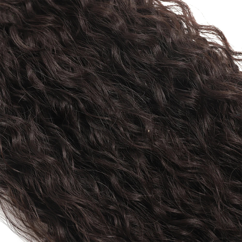 Long curly ombre synthetic hair extensions showing beautiful gradient colors and thick double weft construction — view 3