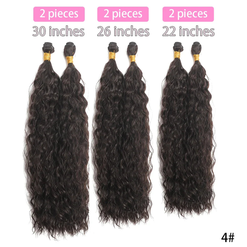 Long curly ombre synthetic hair extensions showing beautiful gradient colors and thick double weft construction — view 4