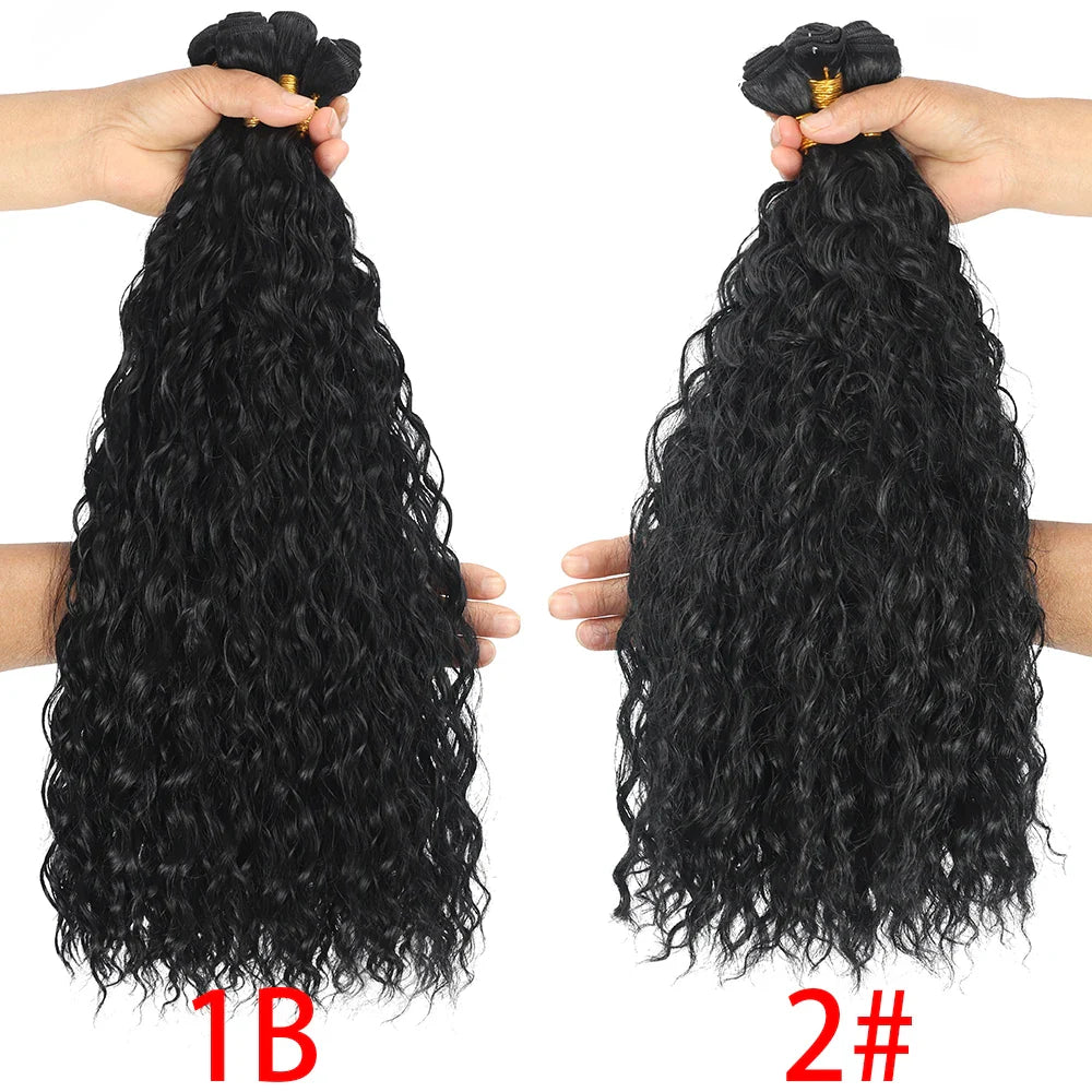 Long curly ombre synthetic hair extensions showing beautiful gradient colors and thick double weft construction — view 5