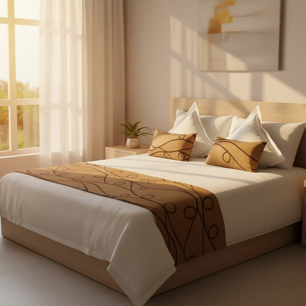White T-250 cotton blend bed sheets featuring an elegant 5 MM satin stripe weave design — view 4