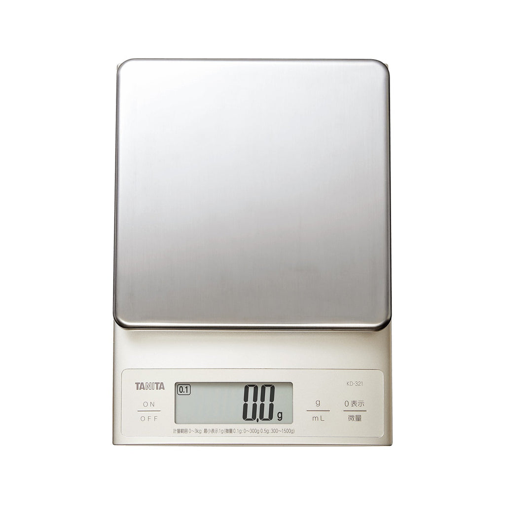 Tanita high precision digital kitchen scale with clear LCD display and removable weighing platform