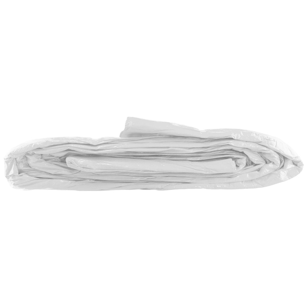 White 90gsm waterproof tarpaulin cover with black bungee balls for outdoor garden and camping protection — view 5