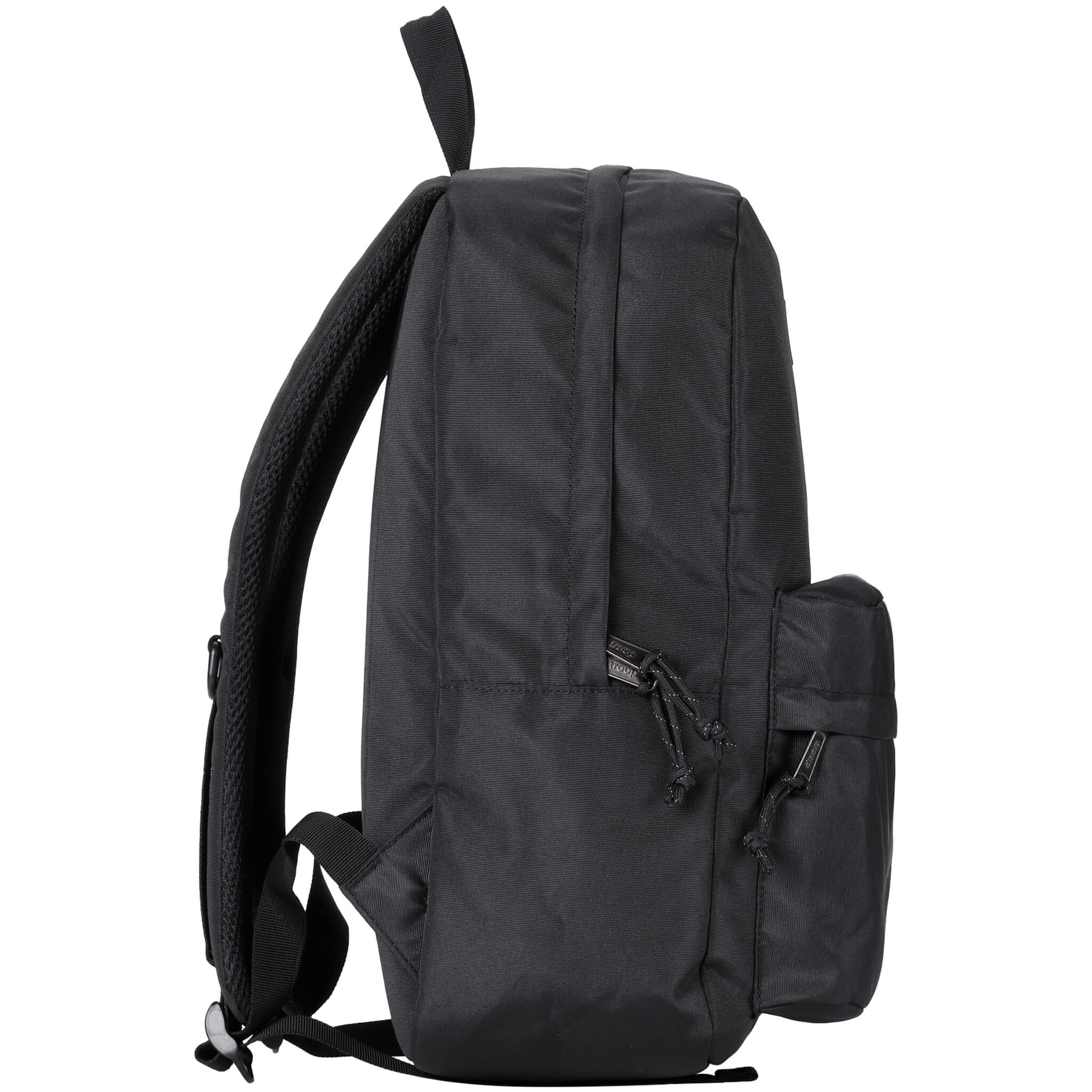 Vegan laptop backpack in water-resistant polyester with adjustable padded shoulder straps and secure zippers — view 3