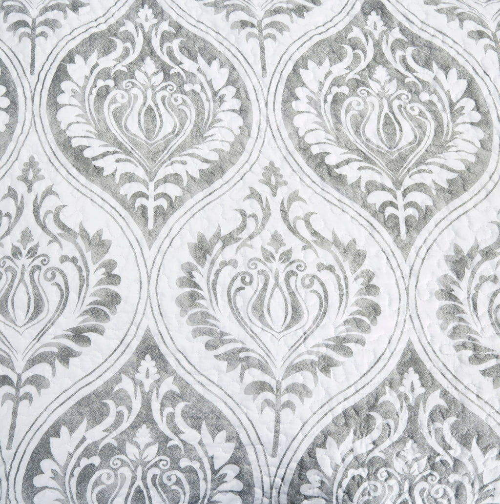 Light grey paisley damask cushion cover or euro sham with floral matelasse texture — view 5