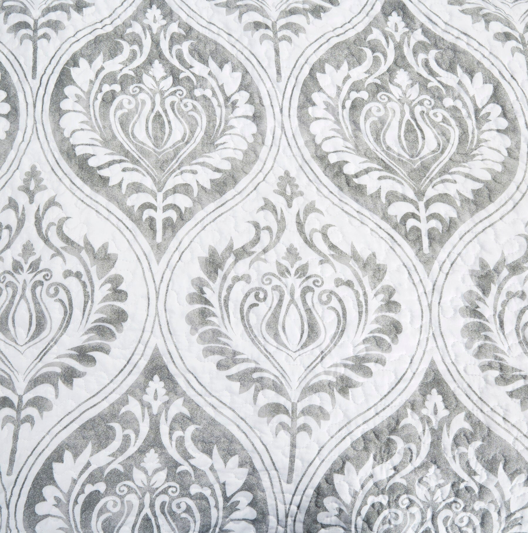 Light grey paisley damask cushion cover or euro sham with floral matelasse texture — view 5