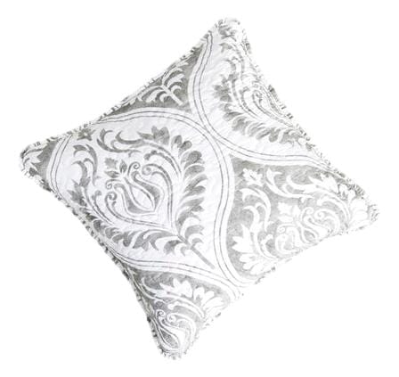Light grey paisley damask cushion cover or euro sham with floral matelasse texture