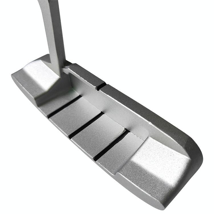 Silver zinc alloy kids golf putter head with a compact single-sided practice face design — view 4