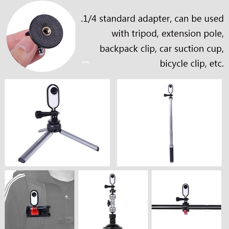 Aluminum alloy mini tripod stand for action cameras with anti-slip feet and standard screw mount — view 2